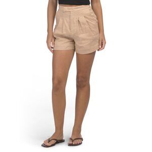 AQUA BLU Caramel Linen Blend Carrington Shorts